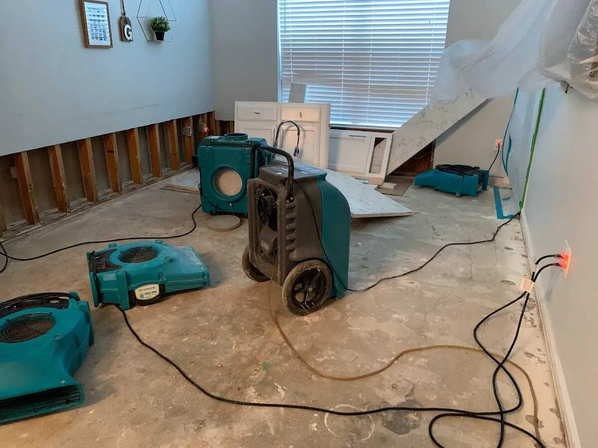 Dehumidifier in flood-cut room for Water Extraction & Removal in South San Gabriel